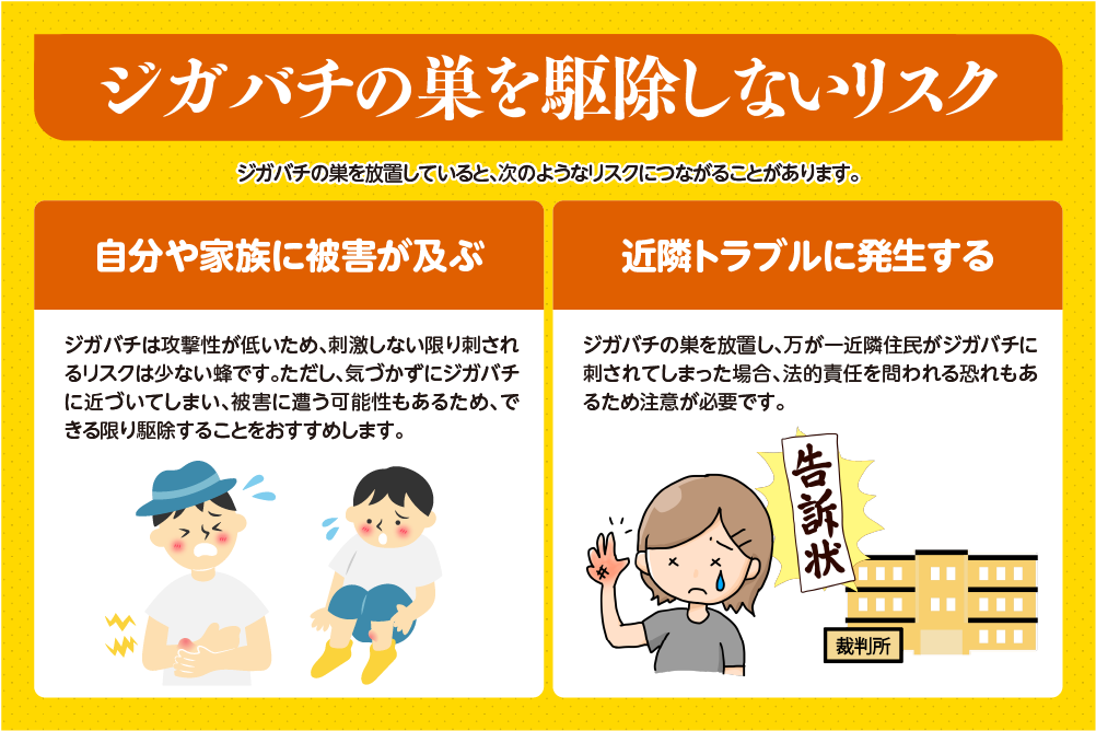 ジガバチの巣を駆除しないリスク