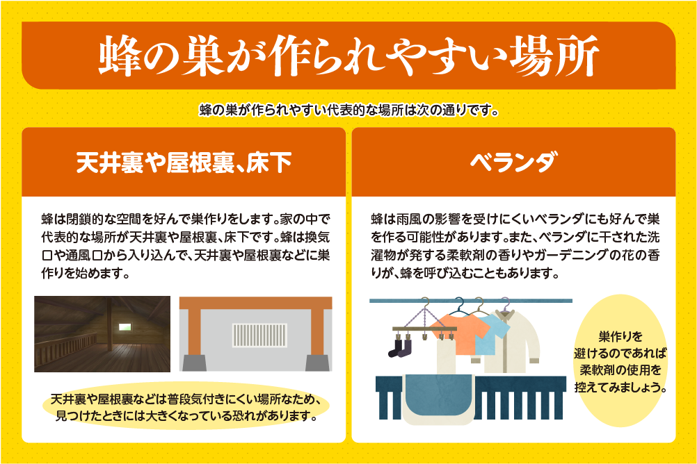 蜂の巣が作られやすい場所