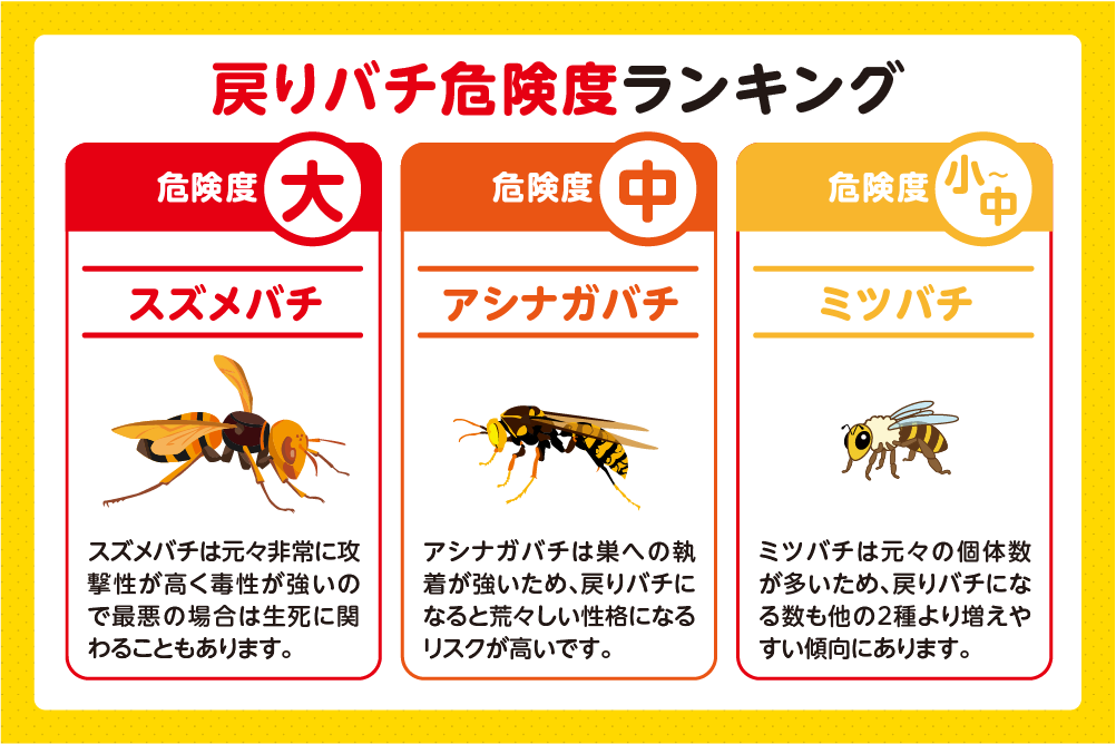 【種類別】戻りバチの危険度
